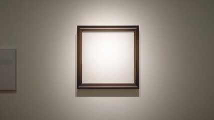 Poster - Empty Picture Frame on Wall with Soft Light Illuminating Space
