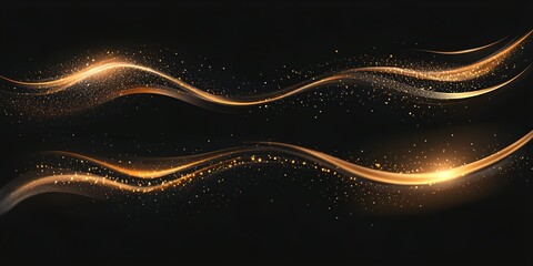 Poster - Two sets of gold-colored, wavy lines that appear to be glowing. The lines are scattered across the image, creating a sense of movement and energy. Scene is one of excitement and vibrancy
