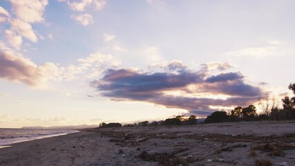 Wall Mural - Magenta Sunset On The Beach Near The Ocean