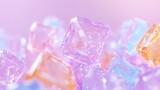 Vibrant pastel crystal cubes with a soft focus aesthetic