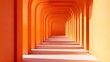 © paper later - Orange Archway Corridor With Steps Leading To Light