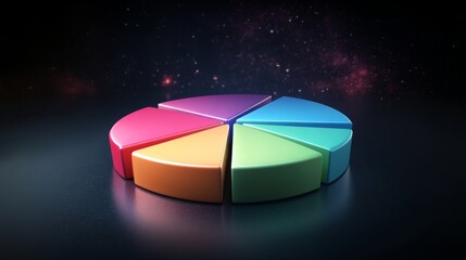 Leinwandbilder - Colorful pie chart segments on dark cosmic background
