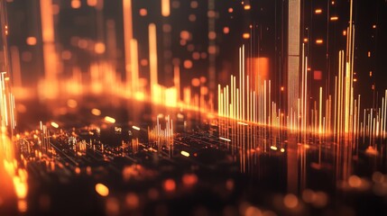 Aufkleber - Abstract Digital Background with Bright Orange and Black Elements