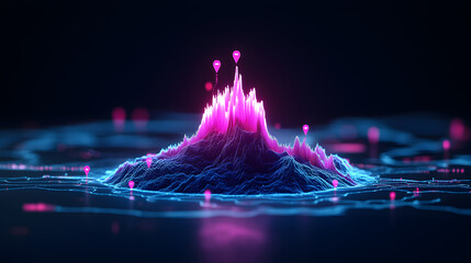 Wall Mural - a mountain made of pink and blue lights