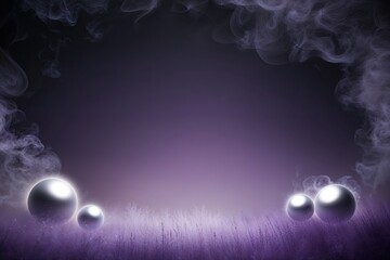 Wall Mural - Ethereal Lavender Indigo Gradient Background with Silver Orbs and Black Haze Effect