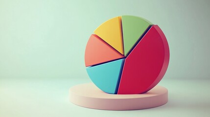 Fototapete - Colorful pie chart on a light background showcasing data representation