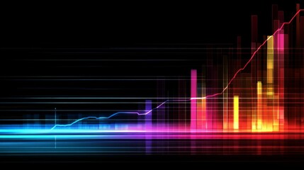 Leinwandbilder - Vibrant Abstract Graph Visualization with Colorful Bars and Lines