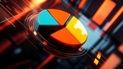 Poster - modern digital pie chart visualization on futuristic background
