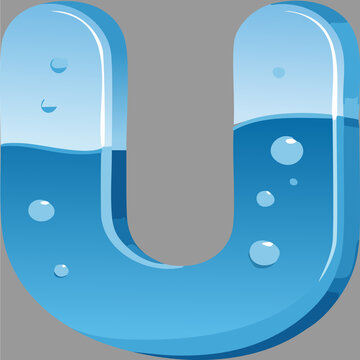 Letter U. Icon with long shadow on blank background