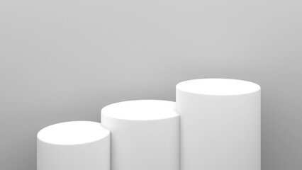 Poster - White circle stand on a white background,mock up podium for product presentation,3D rendering