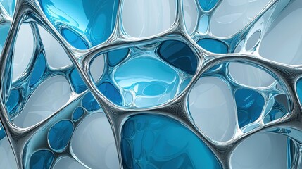 Abstract Blue and Silver Organic Structure Design