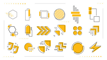 Poster - Set modern geometric shape memphis design retro elements.