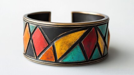 Wall Mural - Colorful Geometric Cuff Bracelet with Bold Patterns and Designs