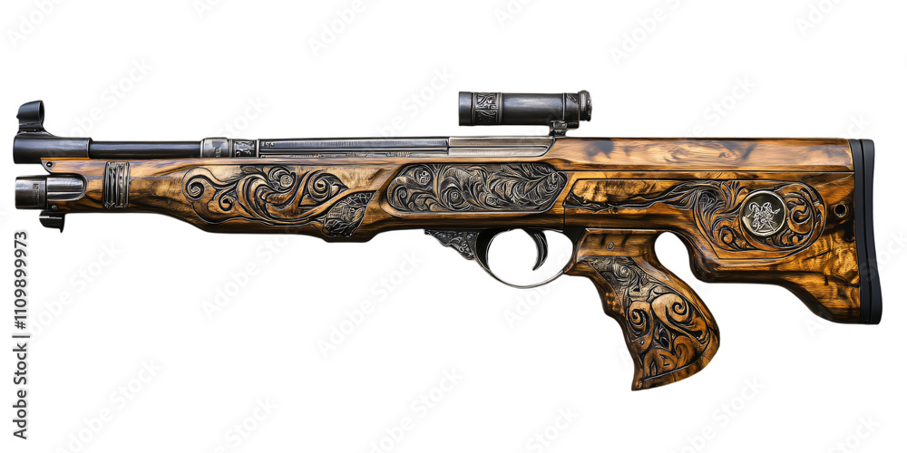 Intricate Engraved Hunting Rifle with Scope Luxury Firearm Detailed ...