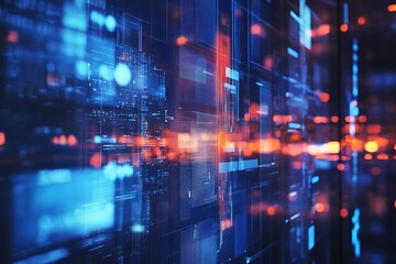 Abstract digital data wall. Concept of technology, data analysis, and future.