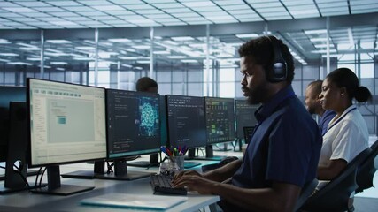 Poster - ai system administrator in server room listening music, developing disaster recovery plans ensuring 