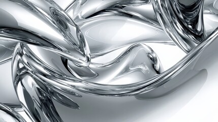 Abstract Silver Liquid Forms Swirling Design