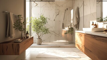 Sticker - Modern Minimalist Bathroom Design With Natural Elements