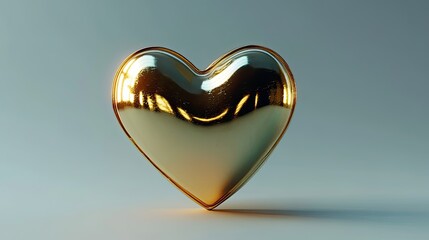 Canvas Print - A Polished Golden Heart Shape Reflects Light