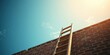 © Vibrant Visions Pixe - A wooden ladder leans against a brick wall reaching towards a bright blue sky, symbolizing ambition and the potential for upward mobility.