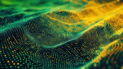 Fototapete - A green and yellow wave of dots
