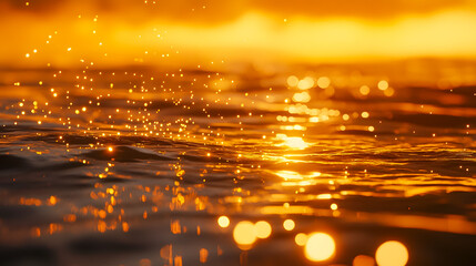 Poster - Sparkling Water Surface at Sunset with Sunlight Reflections Creating a Magical Atmosphere of Nature's Beauty and Tranquility in a Serene Landscape