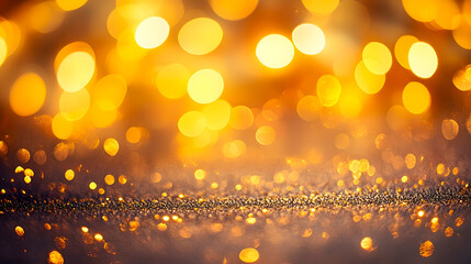 Poster - Beautiful and Glowing Background with Soft Bokeh Lights in Golden Color Scheme for Celebratory and Festive Themes