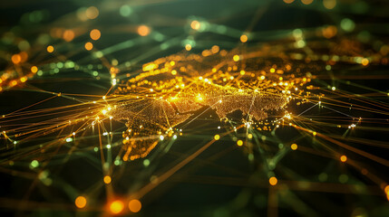 Poster - Global Network Connections with Bright Lights and Data Flow Over Earth Map Illustrating Digital Transformation and Communication in Modern Society