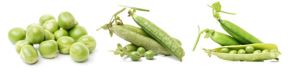 Poster - Fresh peas isolated on white background 