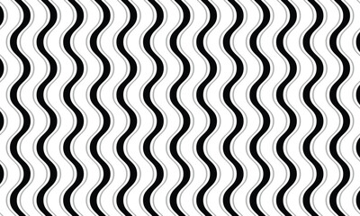 Poster - abstract monochrome geometric black grey smooth wave line pattern art can be used background.