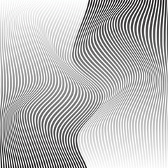 Poster - abstract monochrome geometric black white gradient wave line pattern vector can be used background.