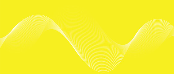 Poster - abstract monochrome geometric yellow white blend wavy line.