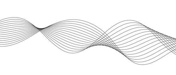 Poster - abstract monochrome geometric curve wavy line background.