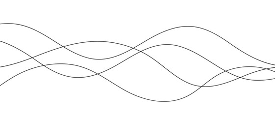 Poster - abstract monochrome geometric curve wavy line can be used background.