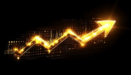 Poster - A glowing upward arrow symbolizing growth and progress against a dark background.