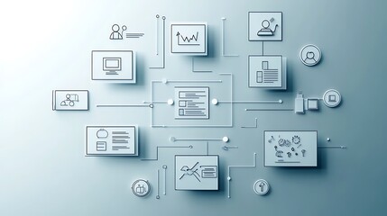 Poster - A digital network diagram illustrating data flow and connections between various devices and users.