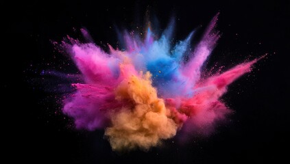 Poster - Multicolored Powder Explosion on Black Background