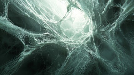 A Close-Up View of a Spider Web with a Dark Background