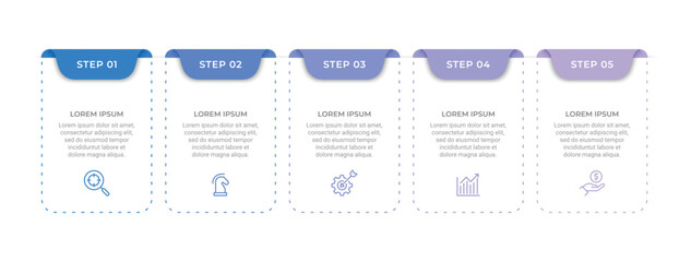 Poster - Creative concept for infographic with 5 steps, options, parts or processes. Business data visualization