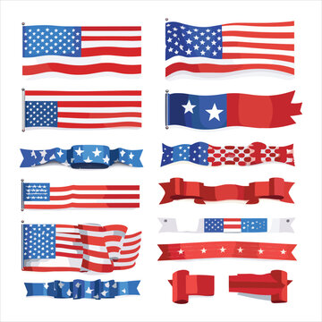 Flat pack of decorative elements with American flag