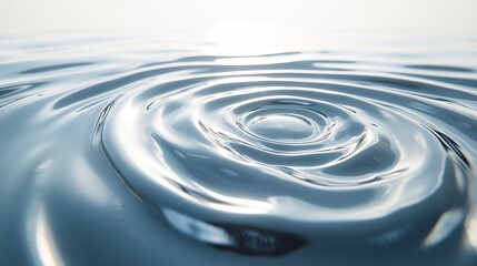 105.A digital 3D rendering of fluid spiral curves that seem to float over a calm, reflective water surface. The spirals are smooth and continuous, casting soft reflections on the water below,