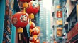 © Specelectra - Red lanterns hanging on a vibrant street in a city.