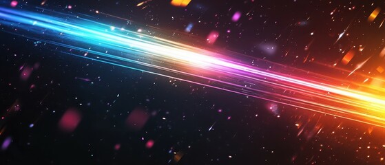 Poster - Vibrant rainbow light flares high contrast abstract digital art background