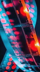 Poster - Evocative vintage film light leaks creative close-up photography on black background