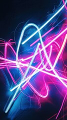 Poster - Dynamic neon light streaks abstract art digital design dark background vibrant colors concept