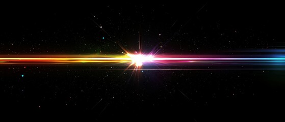 Poster - Digital art futuristic rainbow light flares in a dark vibrant environment