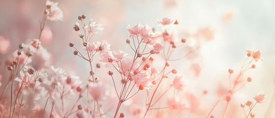 Poster - Minimalist floral photography delicate pink and cream nature serenity