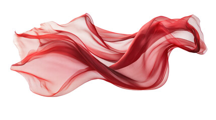 Poster - A flowing piece of translucent red fabric, elegantly waving in the air, creating a sense of movement and grace.