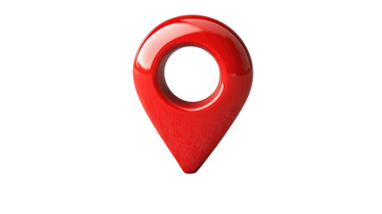 Poster - A glossy red location pin icon, commonly used in maps and navigation apps to indicate a specific point or destination.