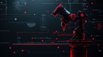 Aufkleber - Futuristic Robotic Arm with High-Tech Interface and Digital Elements, Showcasing Innovation in Automation and Advanced Manufacturing Processes